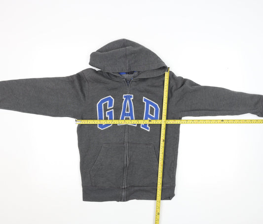 Gap Kids Boys Grey Full Zip Fleece Hoodie 12 Years Logo Hooded Sweatshirt