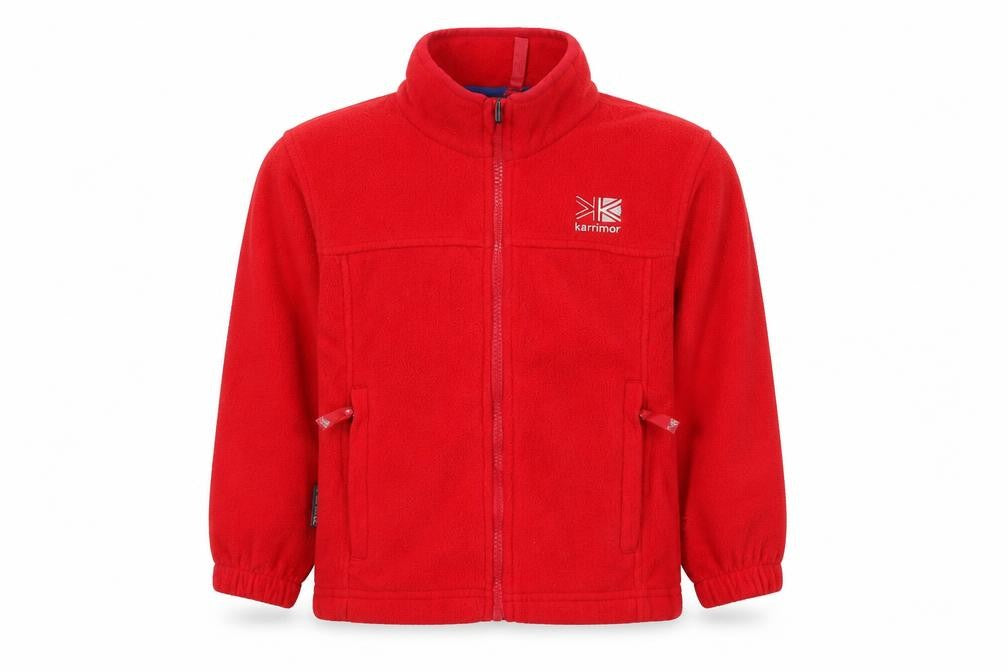 Front view of Karrimor boys’ red full zip fleece sweatshirt 7-8 years outdoor jacket