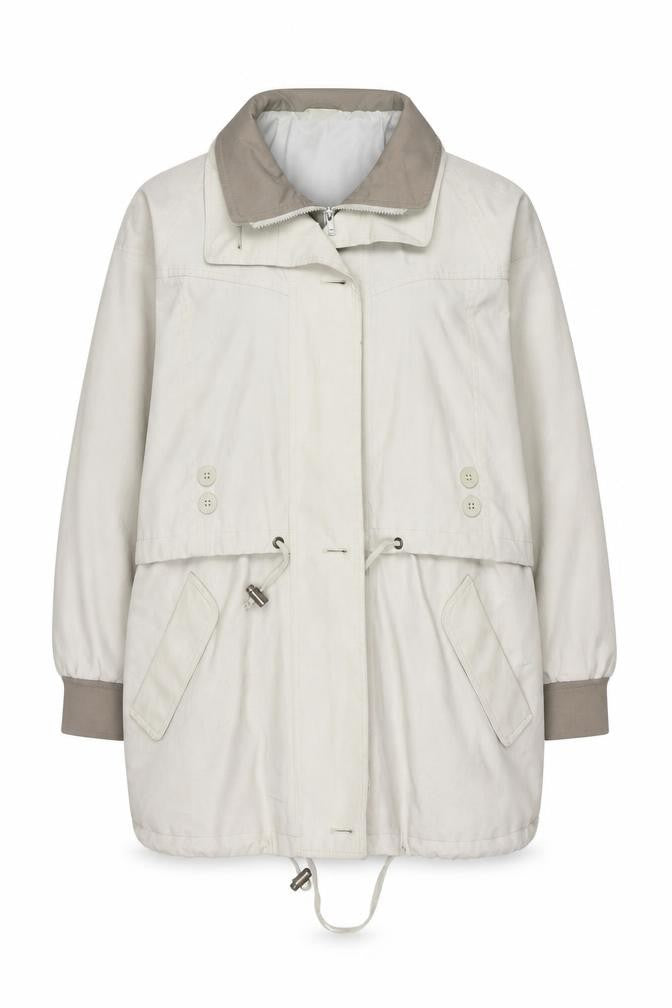 Essentials Womens Beige Size 14 Parka Jacket with Hood Drawstring