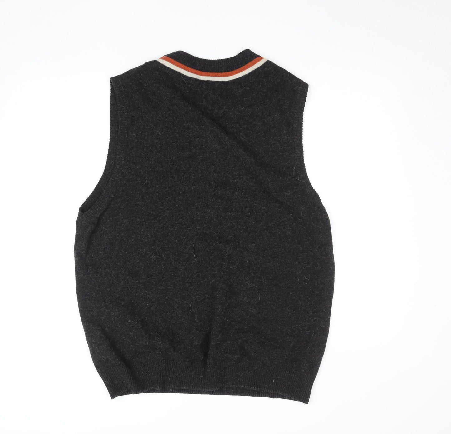 Lyle & Scott Men's Grey Wool V-Neck Sleeveless Vest Jumper Size L