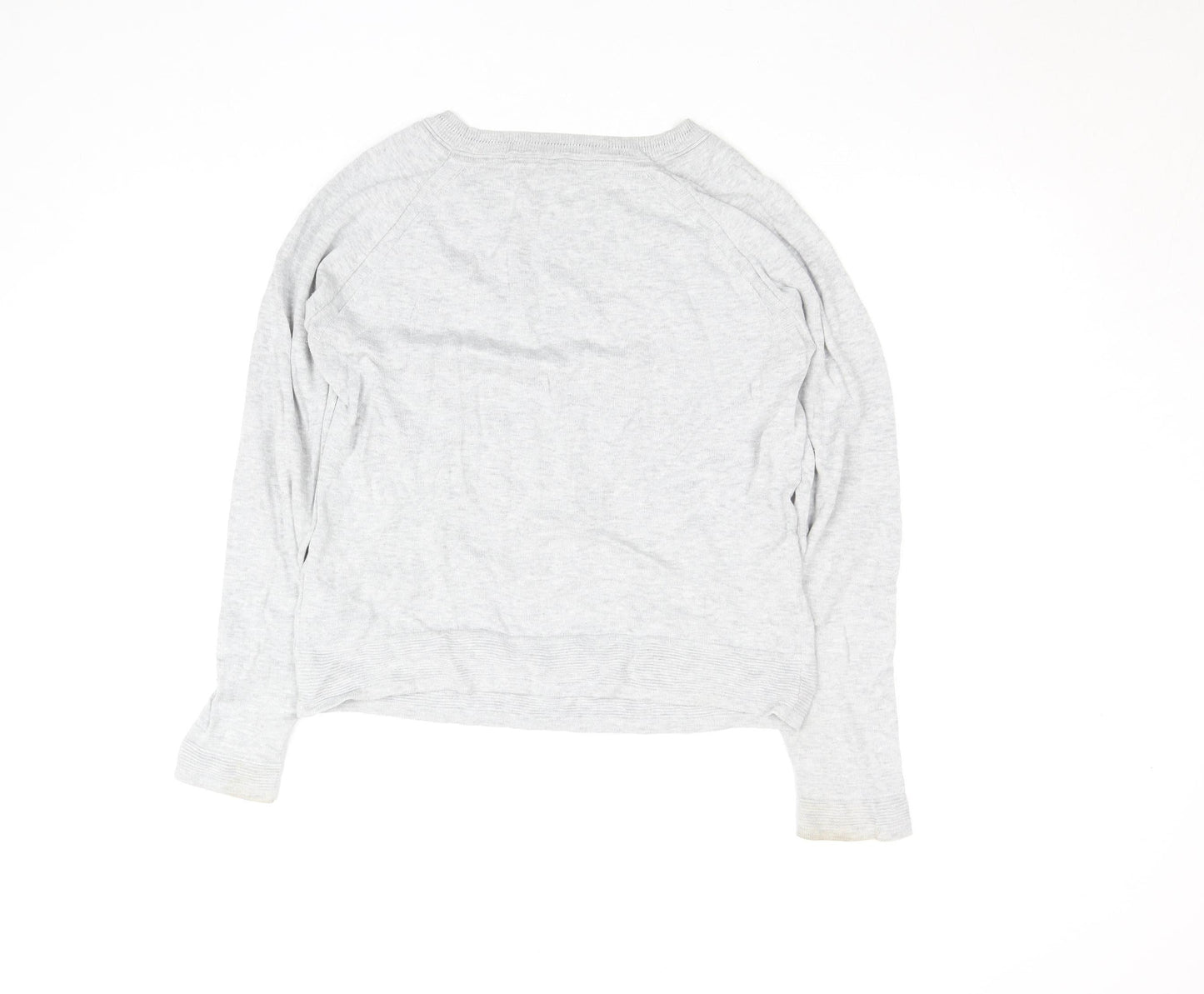 White Stuff Women's Grey Cotton Modal Crew Neck Jumper Size 8