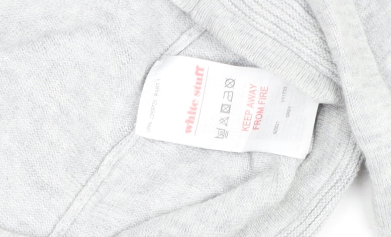 White Stuff Women's Grey Cotton Modal Crew Neck Jumper Size 8