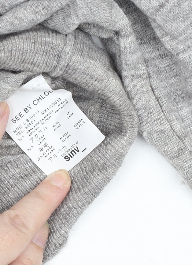 See by Chloé Women's Grey Roll Neck Long Sleeve Knit Jumper Size S