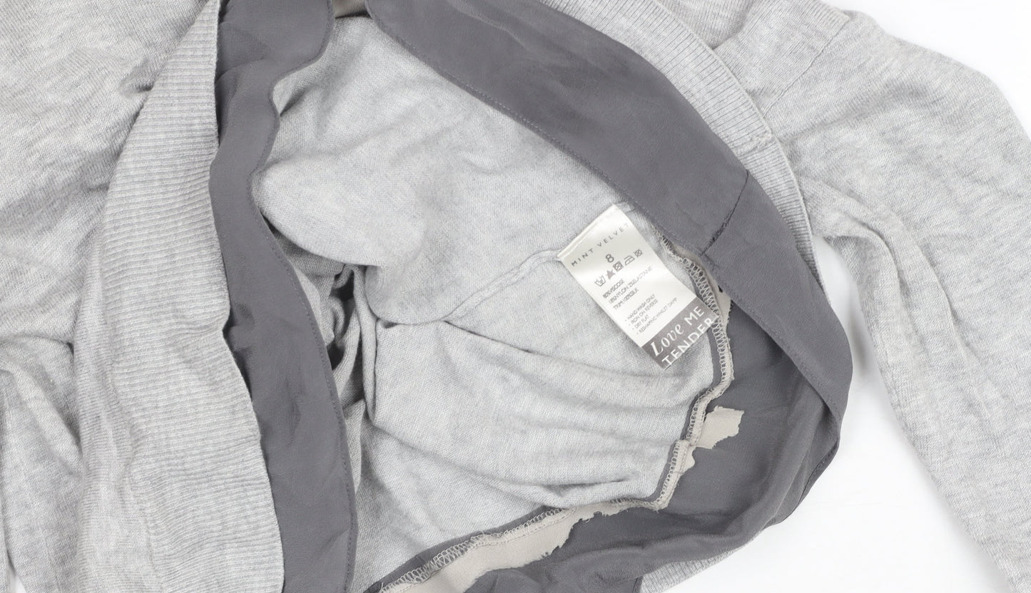 Mint Velvet Womens Grey Knit Long Sleeve Scoop Neck Blouse Size 8