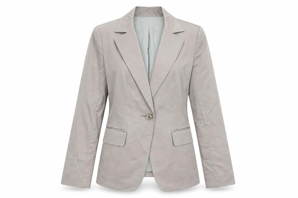 ICB Women's Beige Slim Fit Cotton Blend Blazer Jacket Size 8