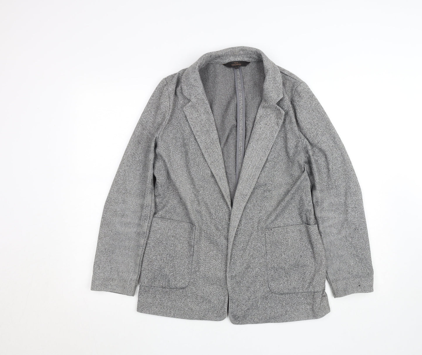 Next Women's Grey Herringbone Tailoring Blazer Size 10