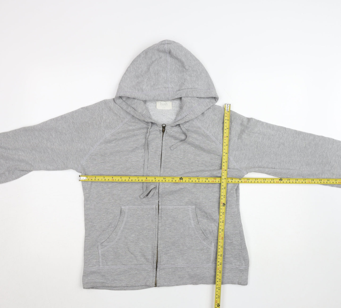 Hush Women's Grey Full Zip Hoodie S/M Cotton Blend Casual
