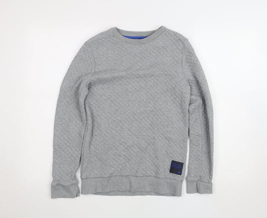 F&F Boys Grey Quilted Crew Neck Pullover Sweatshirt 11-12 Years