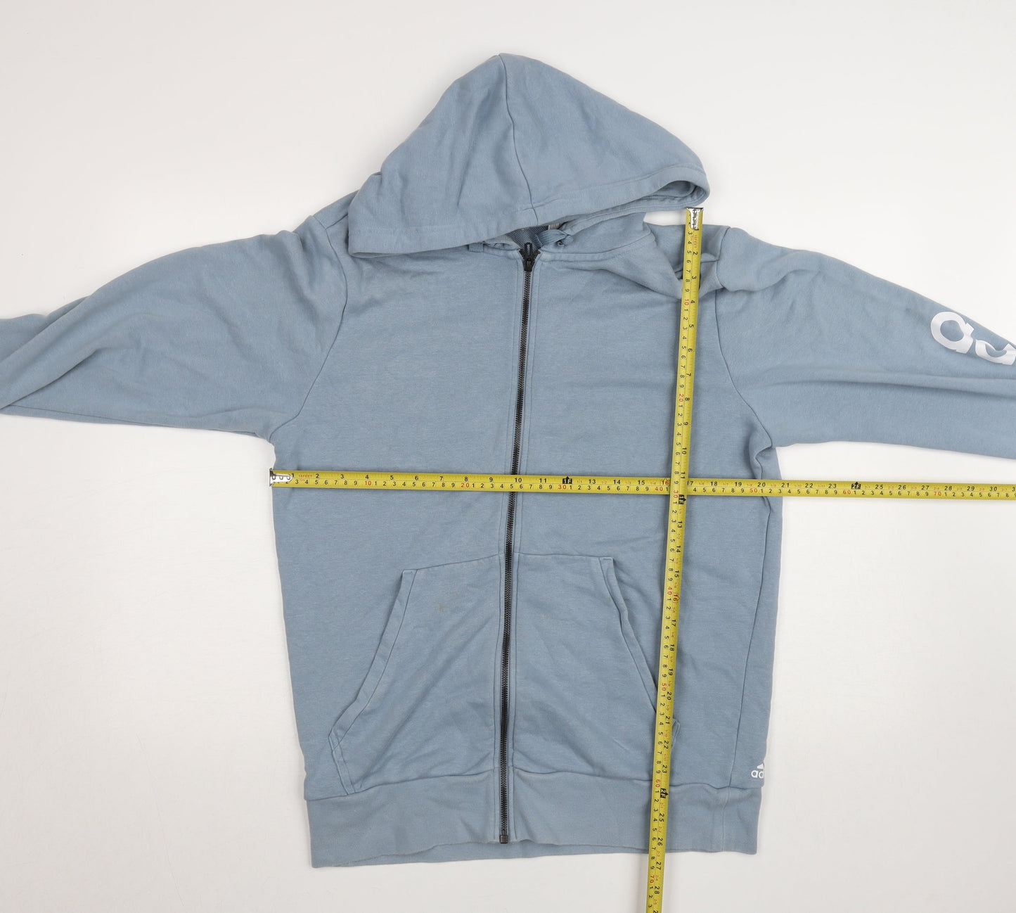 Adidas Mens Blue Full Zip Hoodie Size L Regular Fit Sportswear