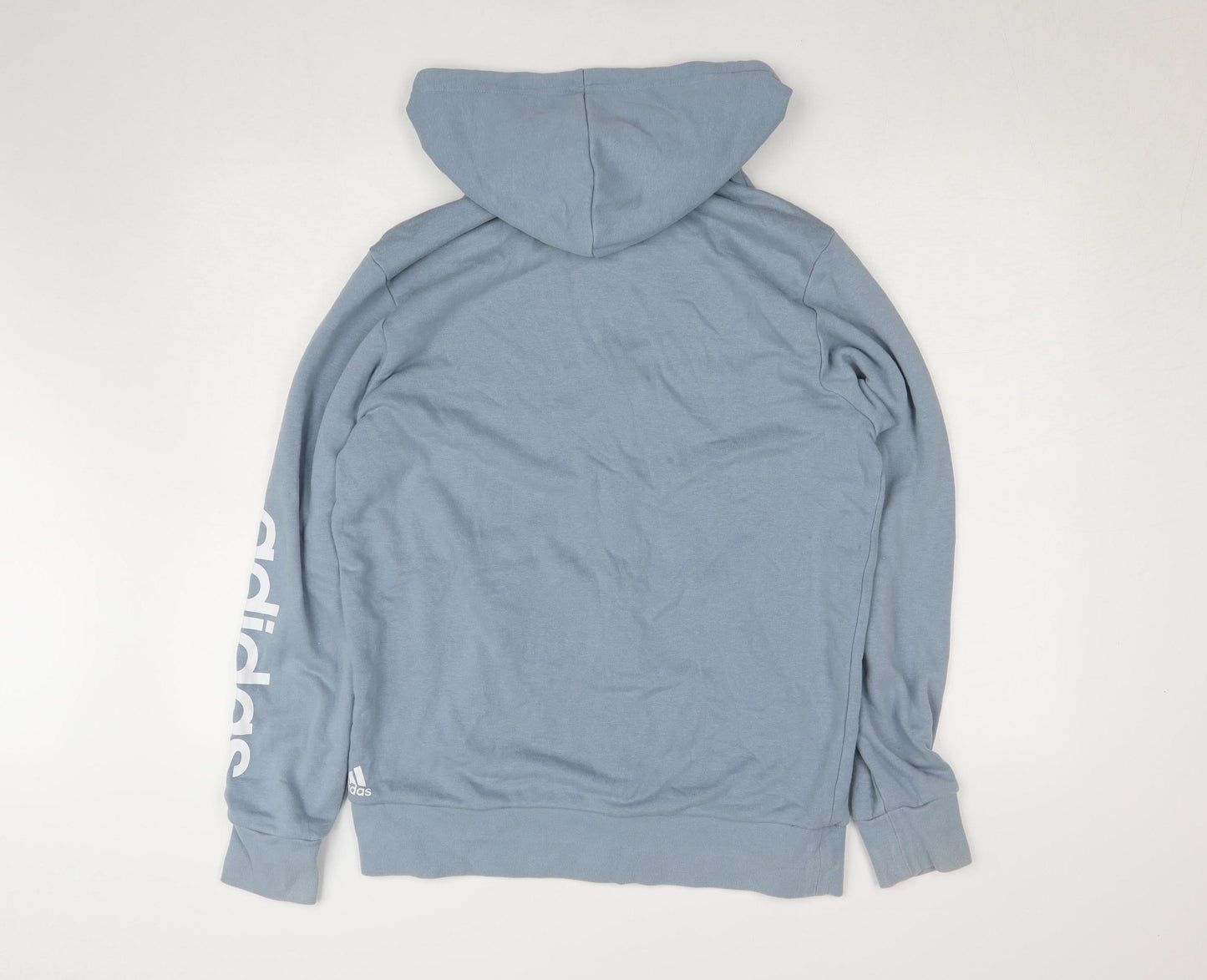 Adidas Mens Blue Full Zip Hoodie Size L Regular Fit Sportswear