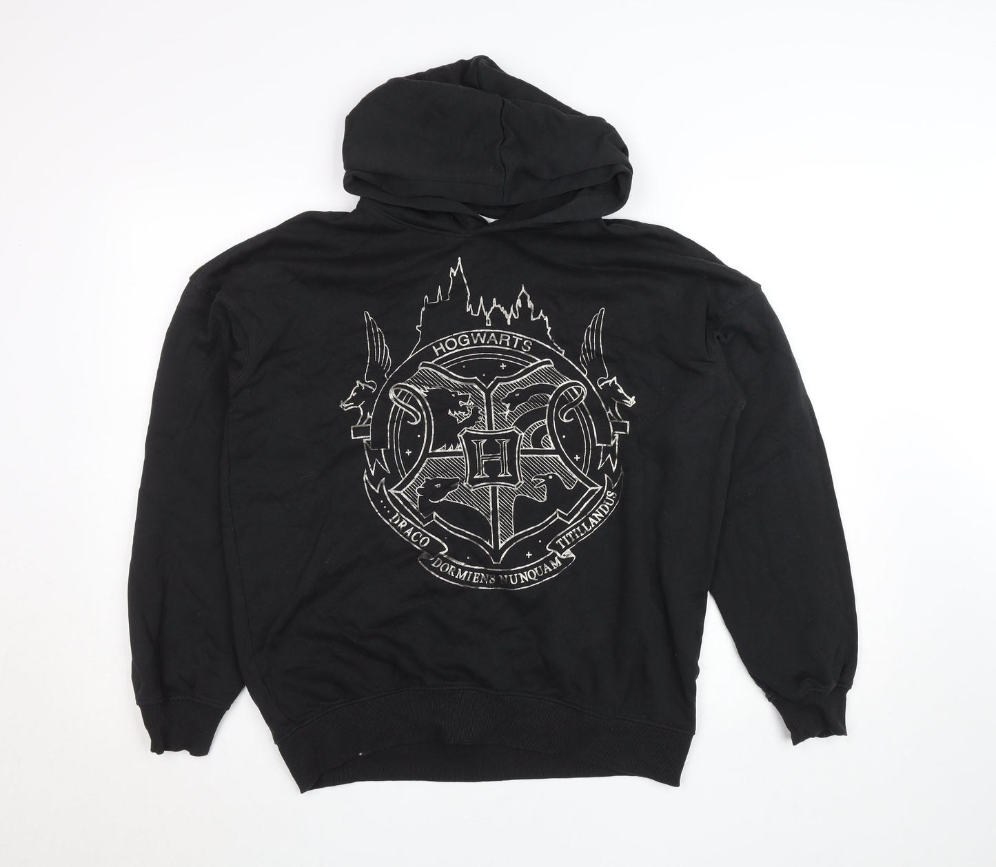 H&M Boys Black Harry Potter Hogwarts Pullover Hoodie 14 Years