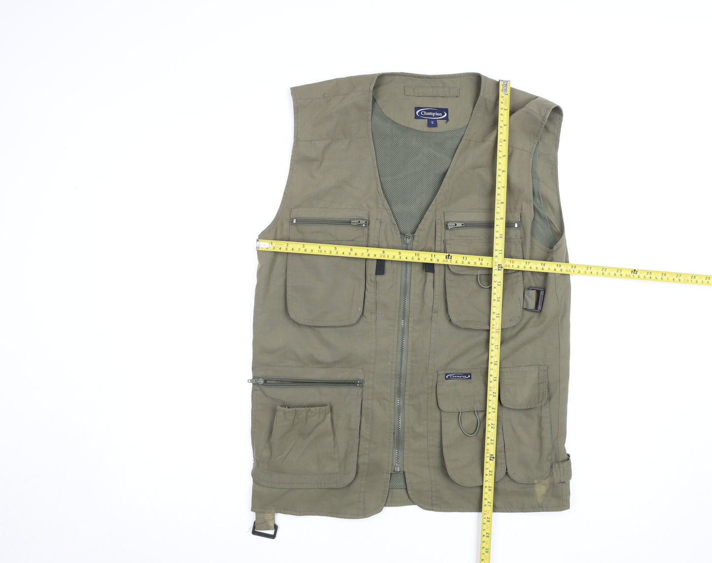 Champion Men’s Green Cotton Multi-Pocket Utility Waistcoat Size S