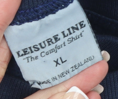 Leisure Line Women's Navy Blue Embroidered Pullover Sweatshirt XL