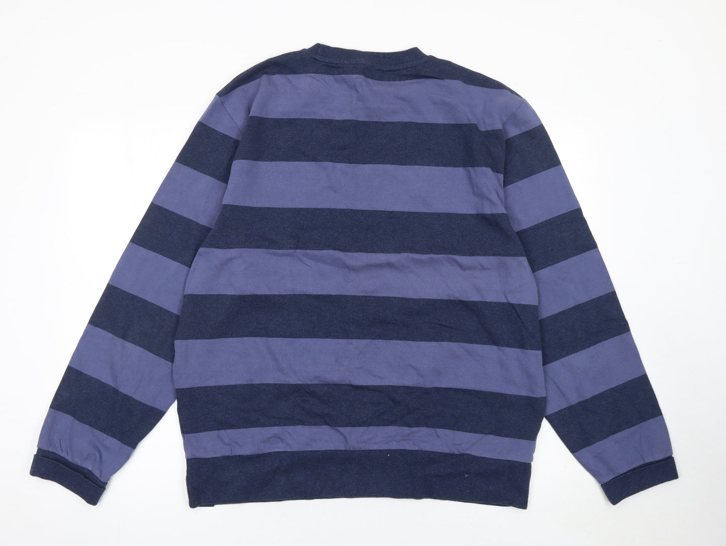 Kickers Men's Blue Striped Long Sleeve Cotton T-Shirt XL
