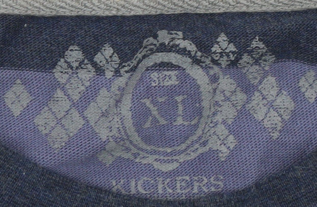 Kickers Men's Blue Striped Long Sleeve Cotton T-Shirt XL