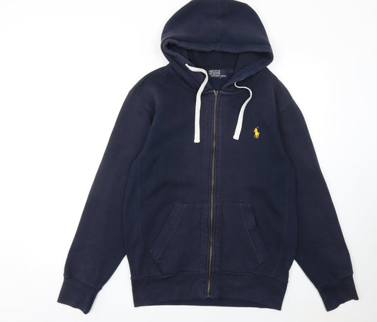 Ralph Lauren Men’s Blue Full Zip Hoodie M Cotton Blend Logo