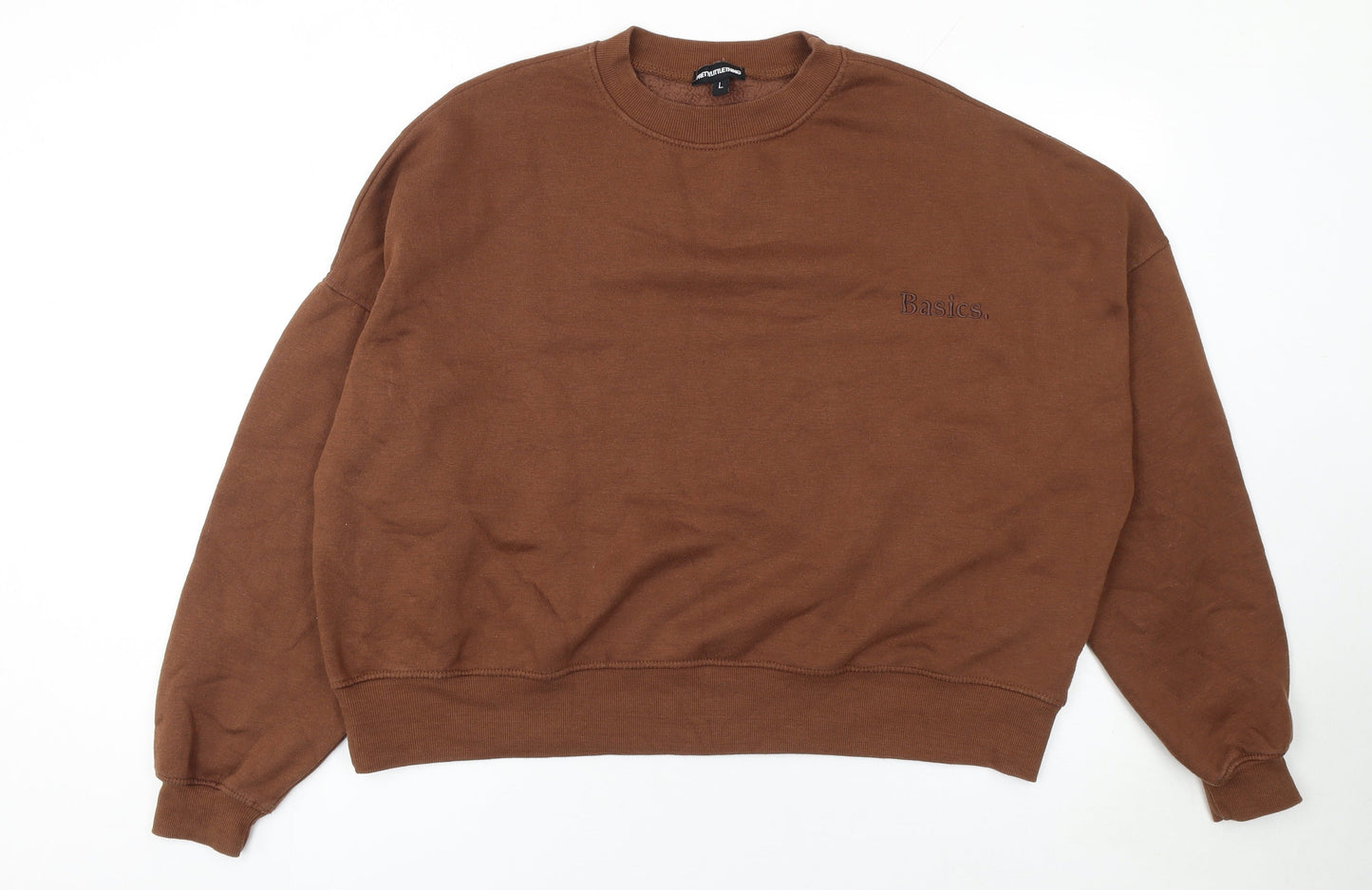 PrettyLittleThing Women Brown L Pullover Crew Neck Sweatshirt