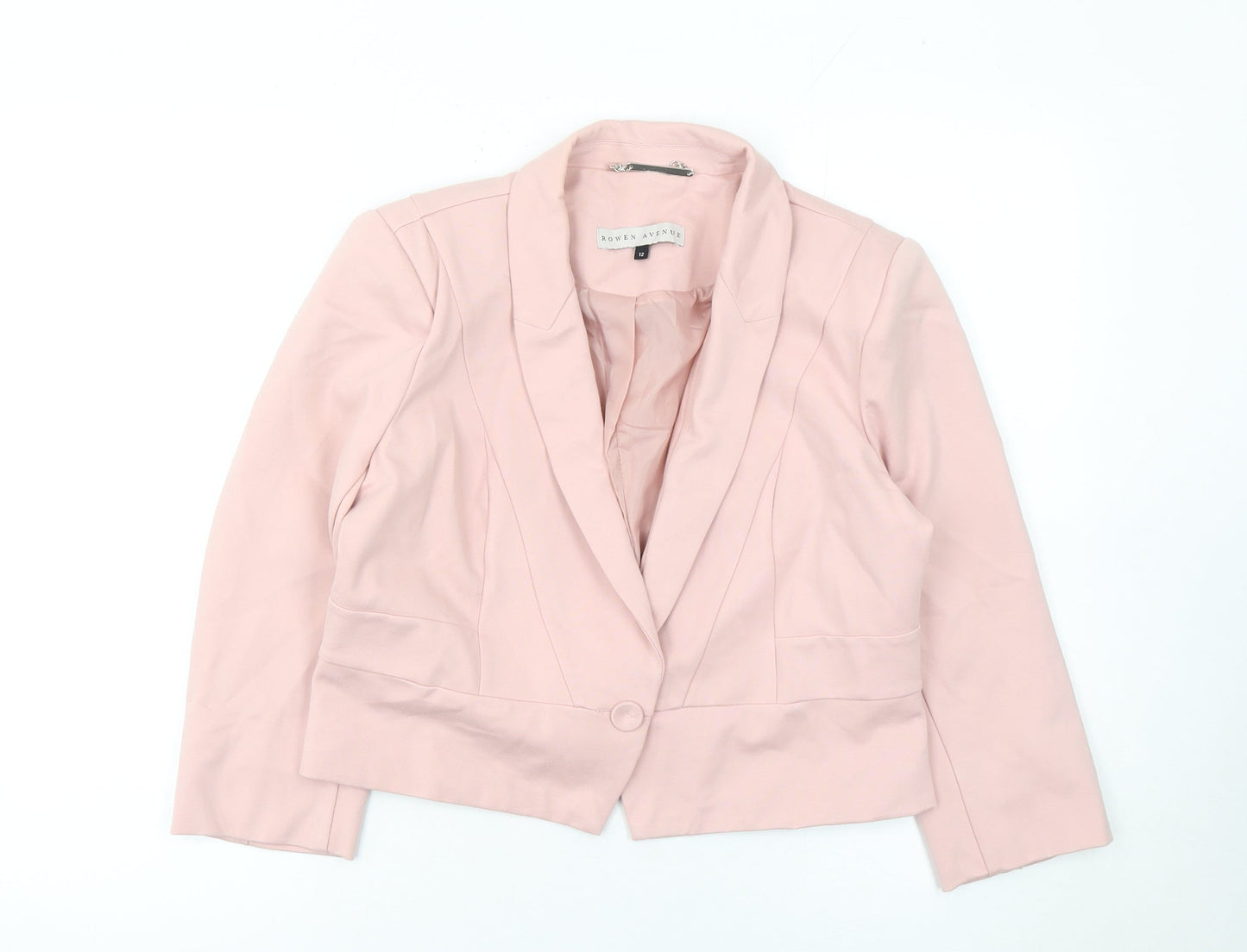 Rowen Avenue Women Pink Size 12 Single Button Tailored Blazer