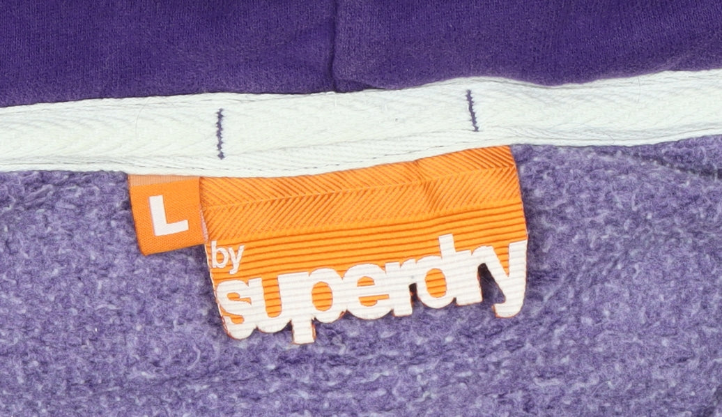 Superdry Women's Purple Full Zip Hoodie Size L Cotton Blend