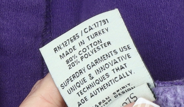 Superdry Women's Purple Full Zip Hoodie Size L Cotton Blend