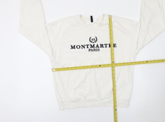 H&M Divided Women White Montmartre Paris Pullover Sweatshirt S