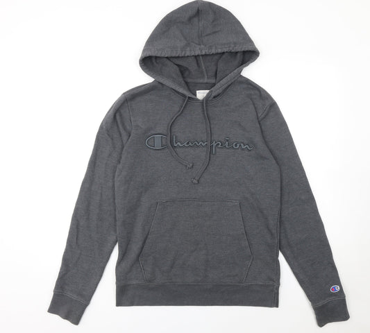 Champion Men’s Grey Pullover Hoodie S Regular Fit Logo Sweatshirt