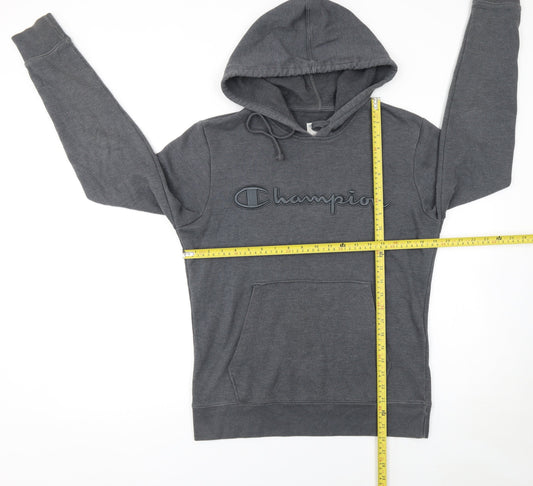 Champion Men’s Grey Pullover Hoodie S Regular Fit Logo Sweatshirt