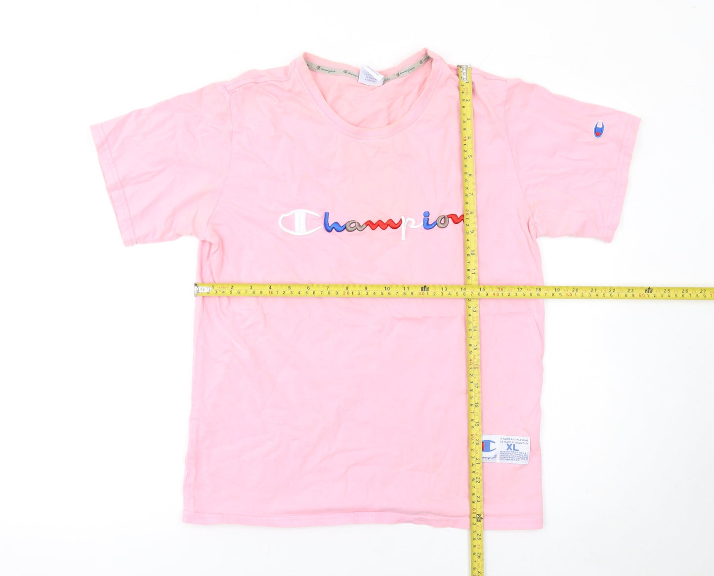 Champion Women's Pink Cotton Crew Neck Short Sleeve T-Shirt L