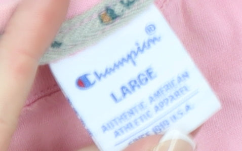 Champion Women's Pink Cotton Crew Neck Short Sleeve T-Shirt L