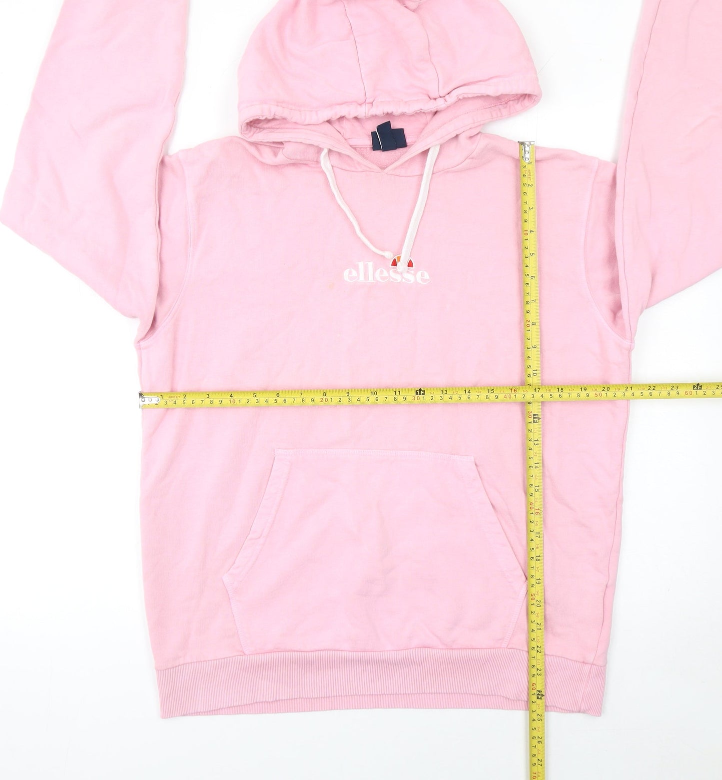 Ellesse Womens Pink Pullover Hoodie UK 12 Cotton Casual Logo Sweatshirt