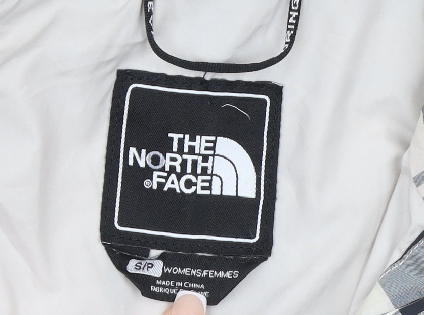 The North Face Womens Grey Check Hooded Waterproof Jacket Size S