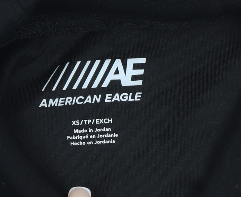 American Eagle Mens Black XS Pullover Hoodie with Logo Graphic