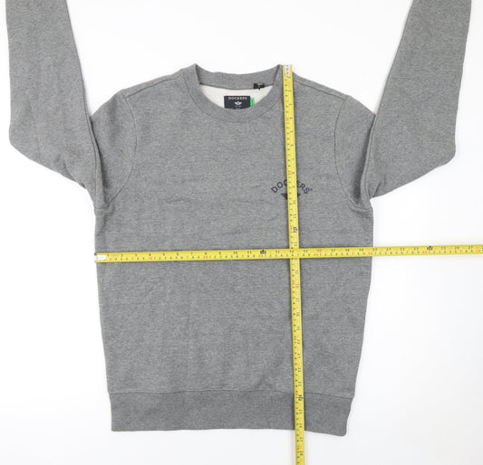Dockers Men Grey Regular Fit Crew Neck Fleece Sweatshirt Size S