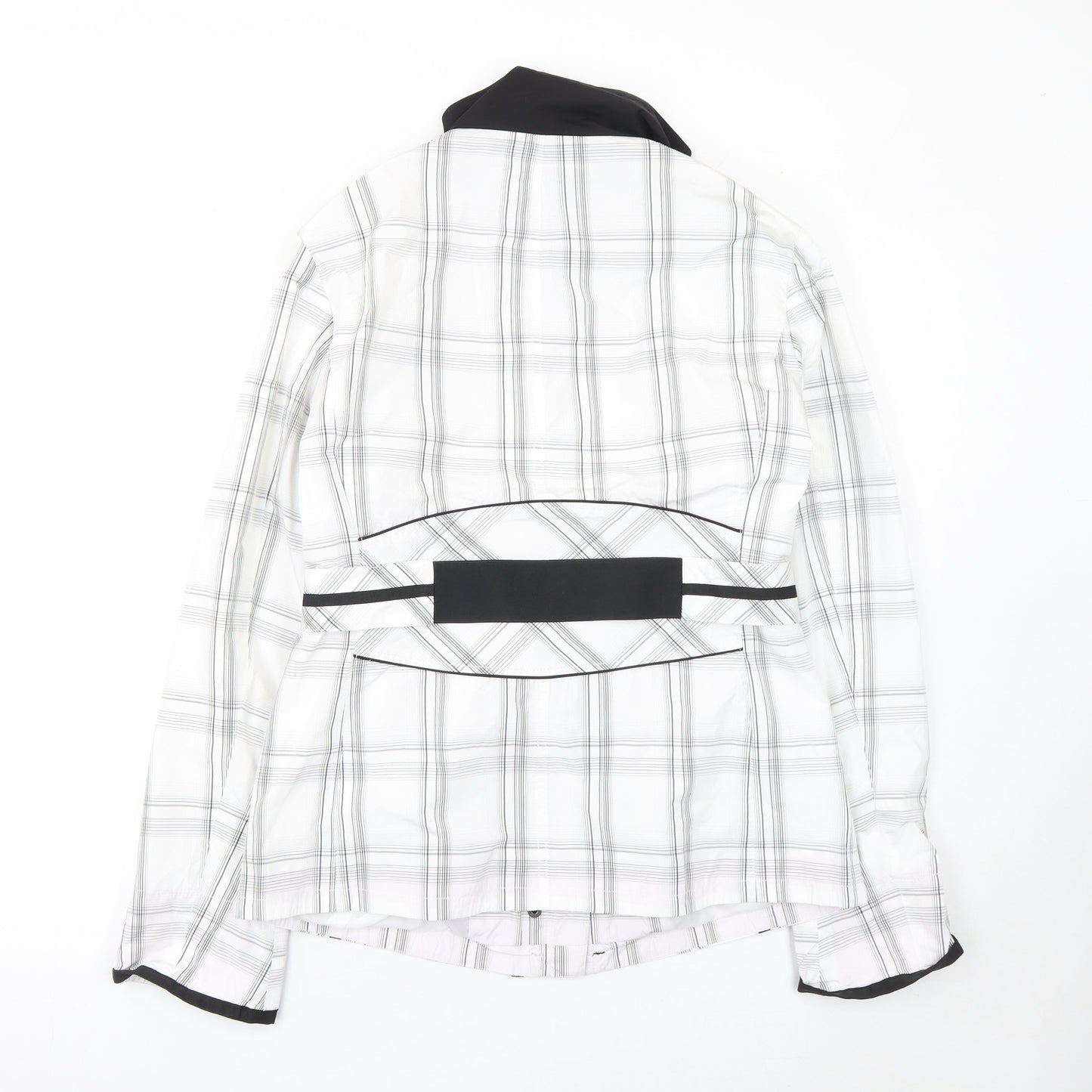 Frandsen Womens White Check Rain Coat Jacket Size 8 Waterproof Belted