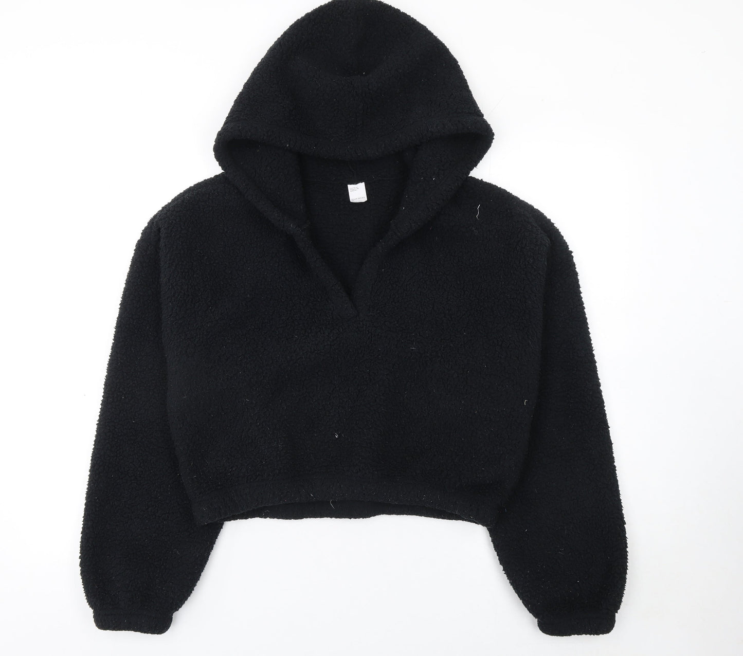 Gilly Hicks Womens Black Faux Fur Hooded Pullover Sweatshirt M