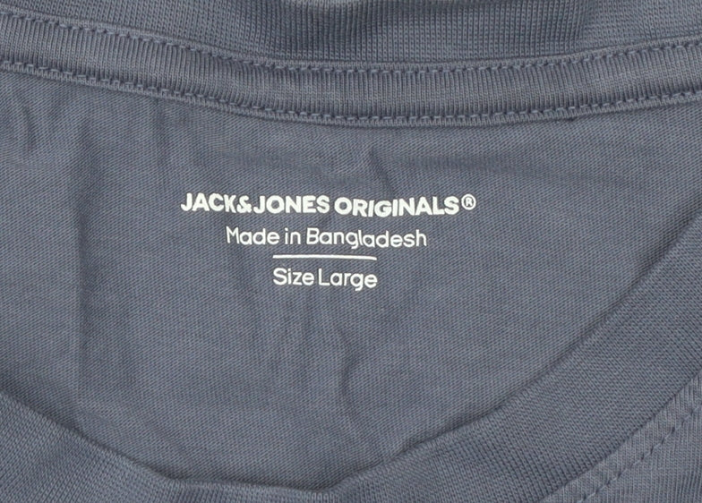 Mens UK Size L JACK & JONES Blue  Cotton T-Shirt