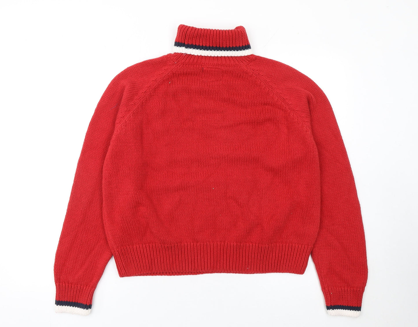Superdry Women's Red Roll Neck Knit Jumper Size 16 Logo Design