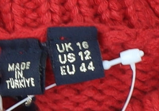 Superdry Women's Red Roll Neck Knit Jumper Size 16 Logo Design