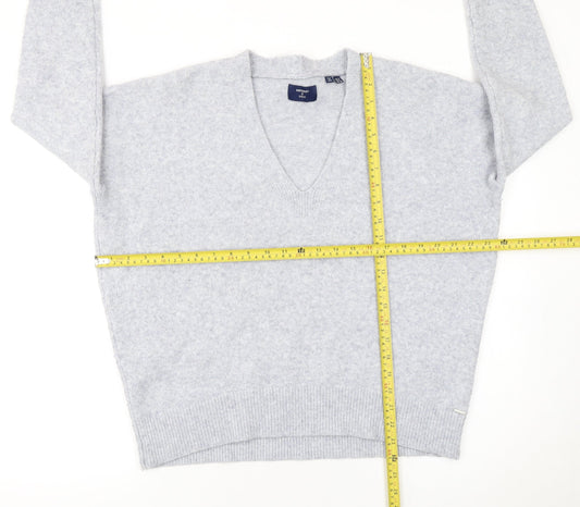 Superdry Women Grey V-Neck Wool Blend Pullover Jumper Size 10