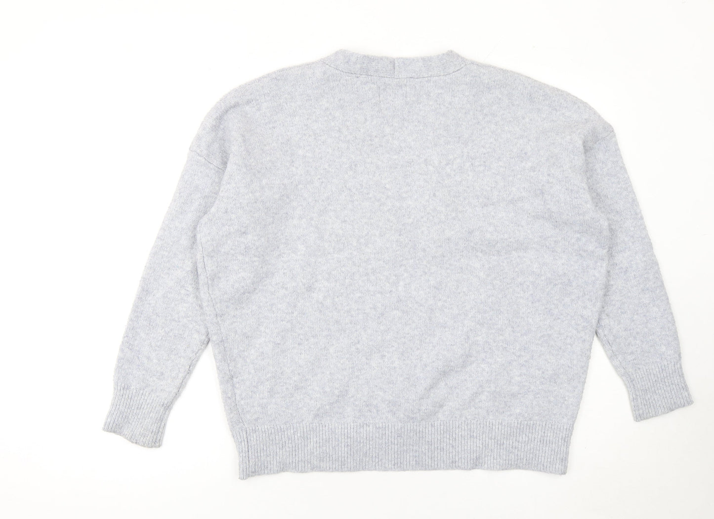 Superdry Women Grey V-Neck Wool Blend Pullover Jumper Size 10