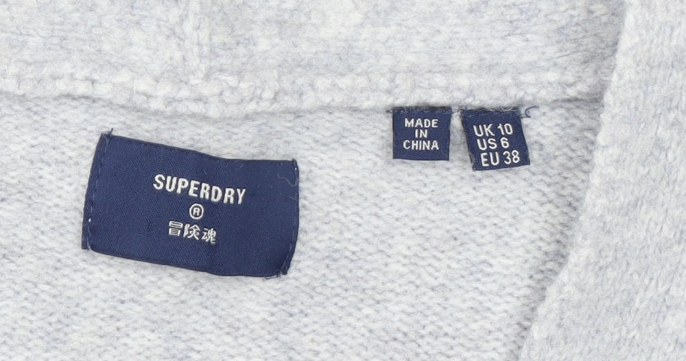Superdry Women Grey V-Neck Wool Blend Pullover Jumper Size 10