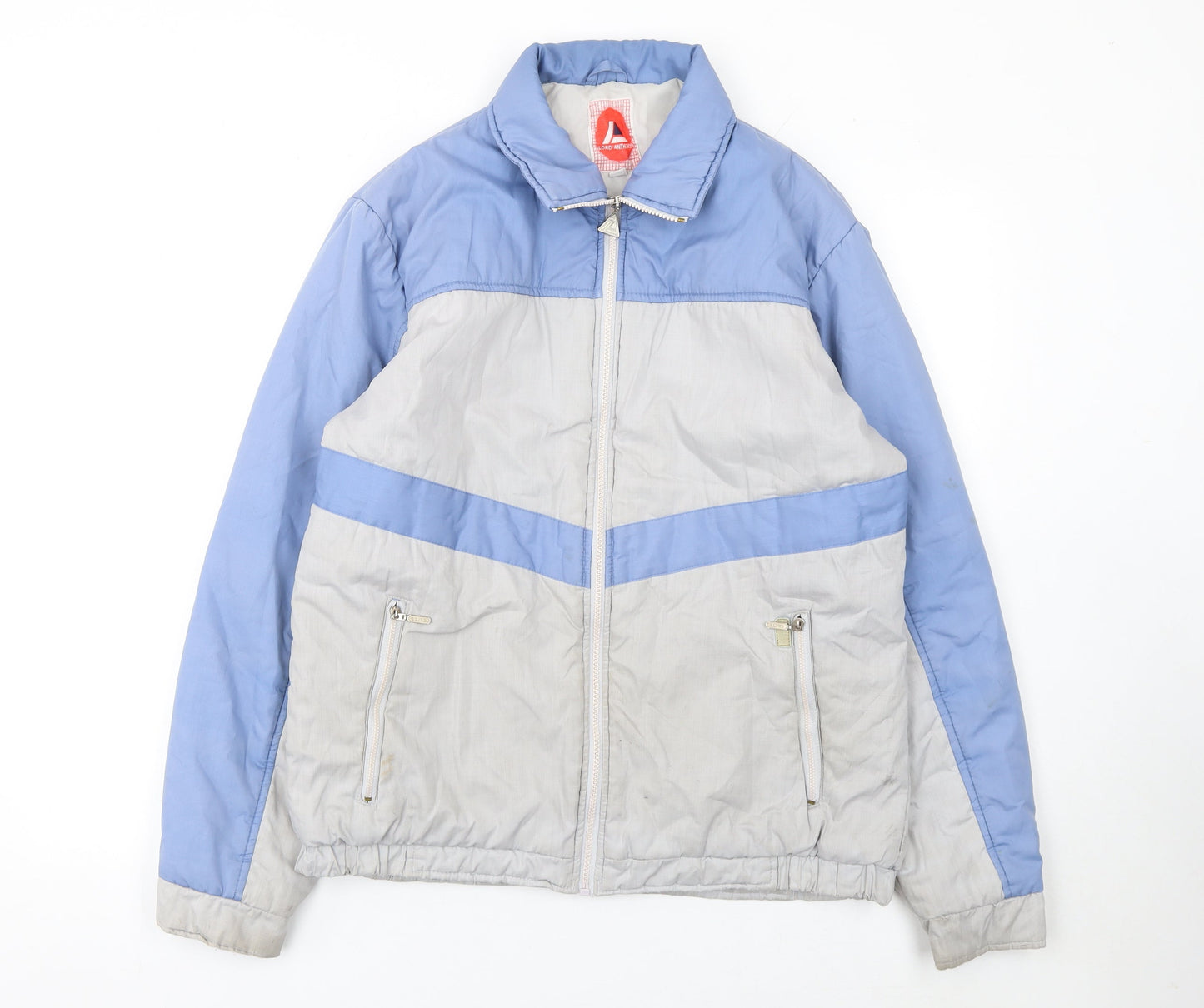 Lord Anthony Womens Blue Grey Vintage Puffer Jacket M Winter Zip Up