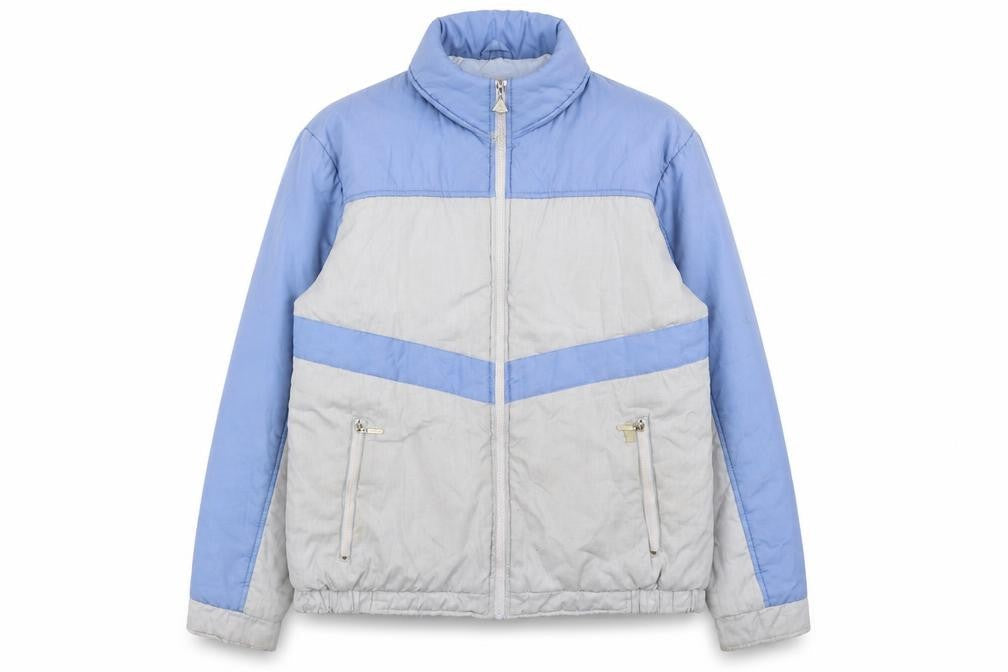 Lord Anthony Womens Blue Grey Vintage Puffer Jacket M Winter Zip Up