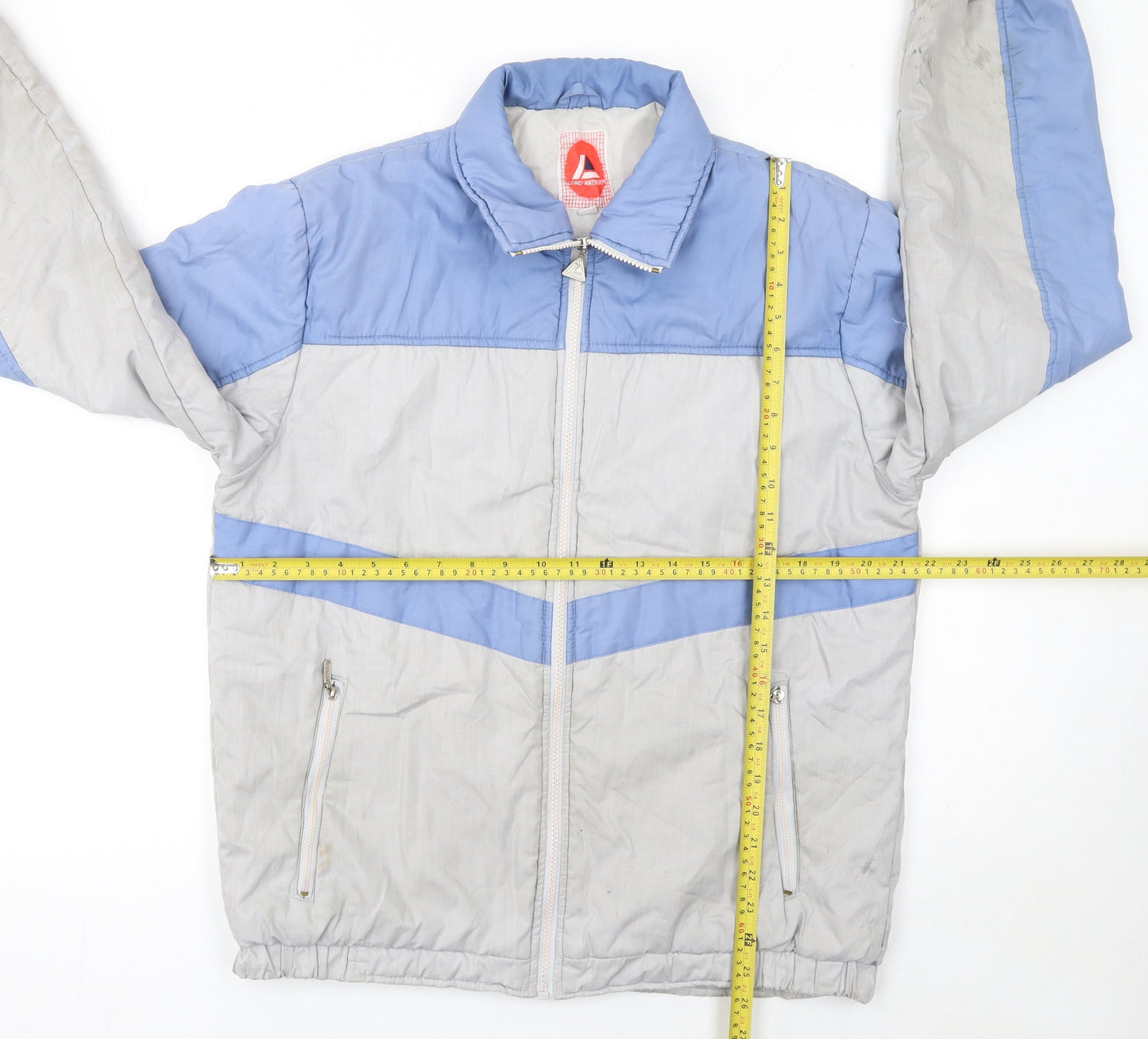 Lord Anthony Womens Blue Grey Vintage Puffer Jacket M Winter Zip Up