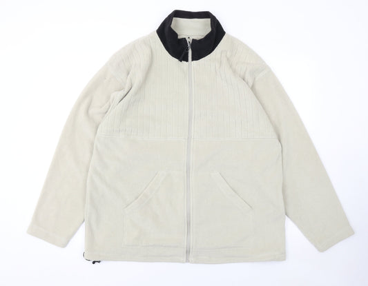 EJW Menswear Beige Fleece Windbreaker Jacket Men's M Full Zip