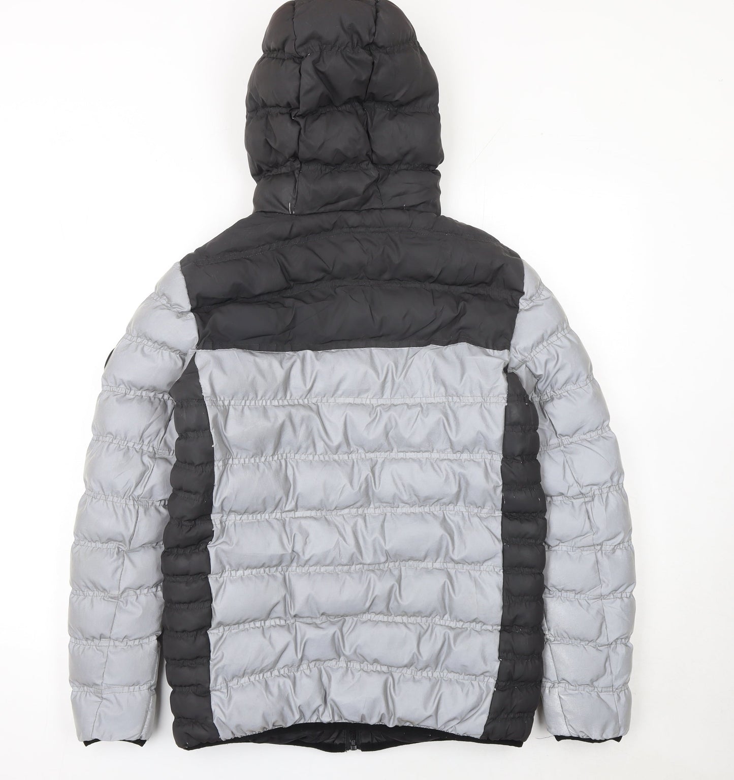 GOODFORNOTHING Boys Grey Colourblock Hooded Puffer Jacket 13-15 Years