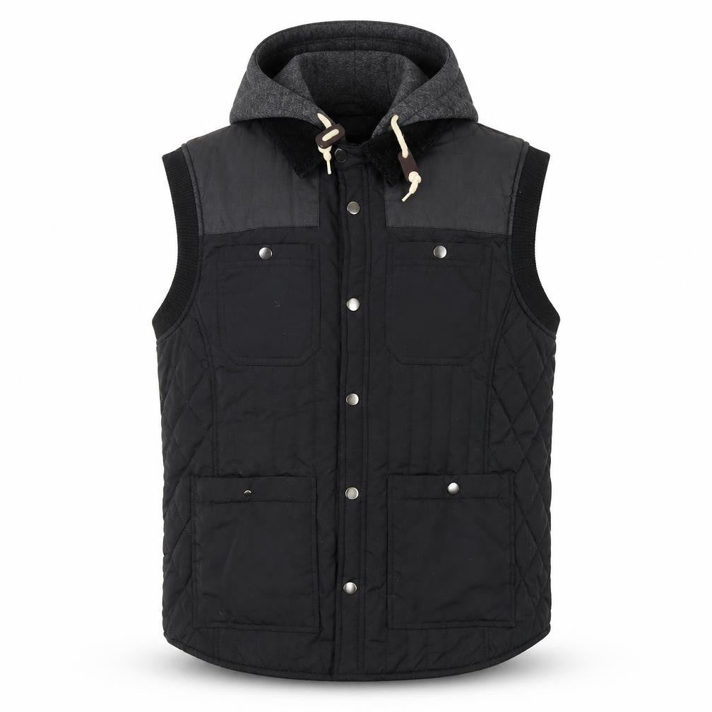 River Island Men's Black Quilted Hooded Bodywarmer Waistcoat S