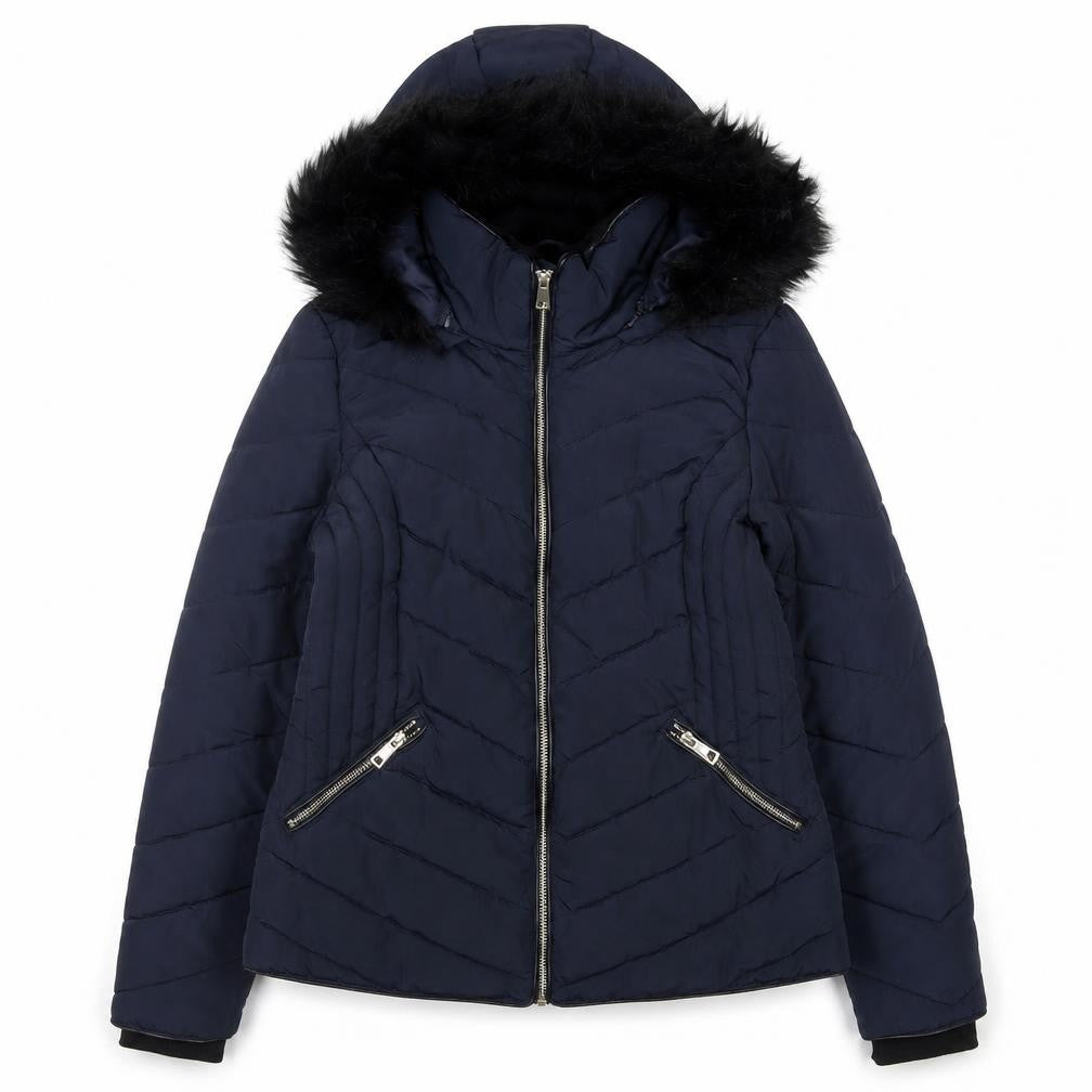F&F Women's Blue Hooded Quilted Puffer Jacket Size 12
