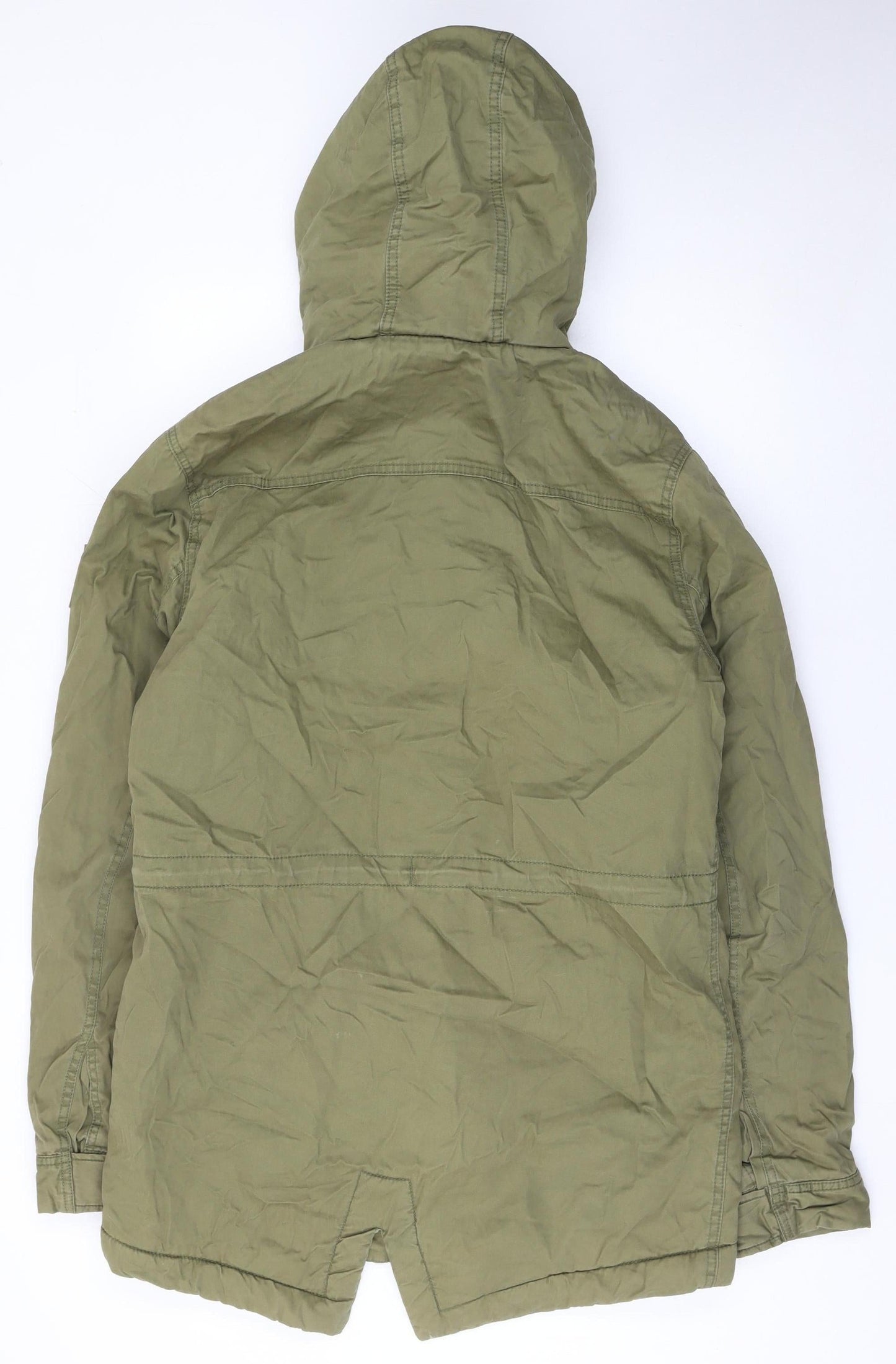 Superdry Women Green Cotton Hooded Parka Jacket L