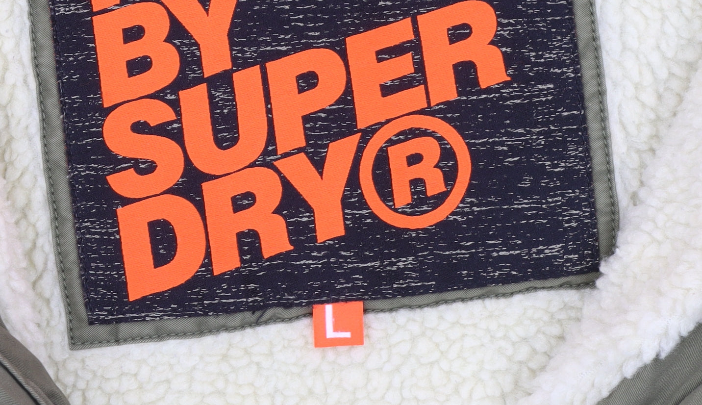 Superdry Women Green Cotton Hooded Parka Jacket L